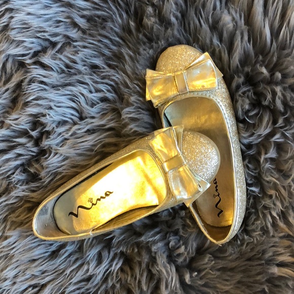 Nina Other - Nina glitter gold bow flats little girls size 13